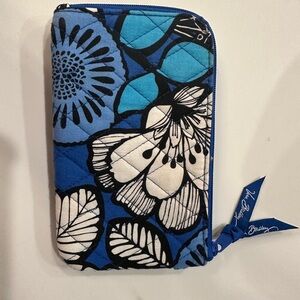 Vera Bradley Floral Quilted Wallet with Blue and Black Design